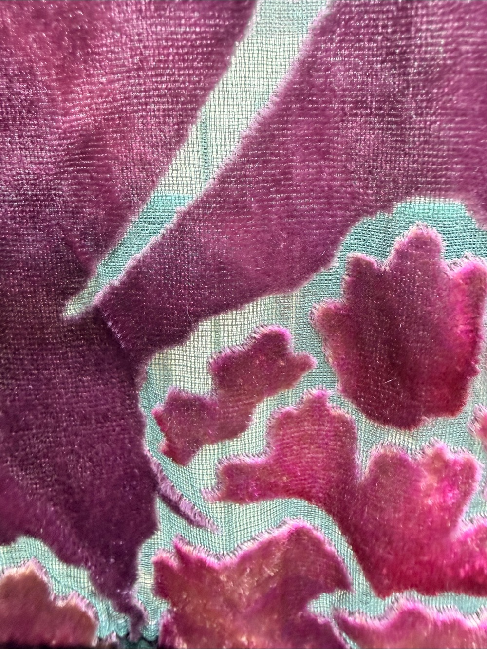 French Laundry Velvet Floral Open-Front Cardigan - Purple & Teal - Picture 4 of 5